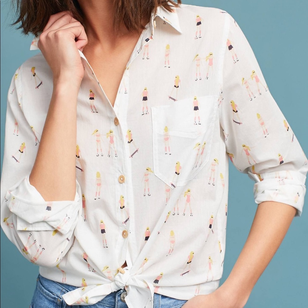 Anthropologie Skate Park White Button Down Shirt